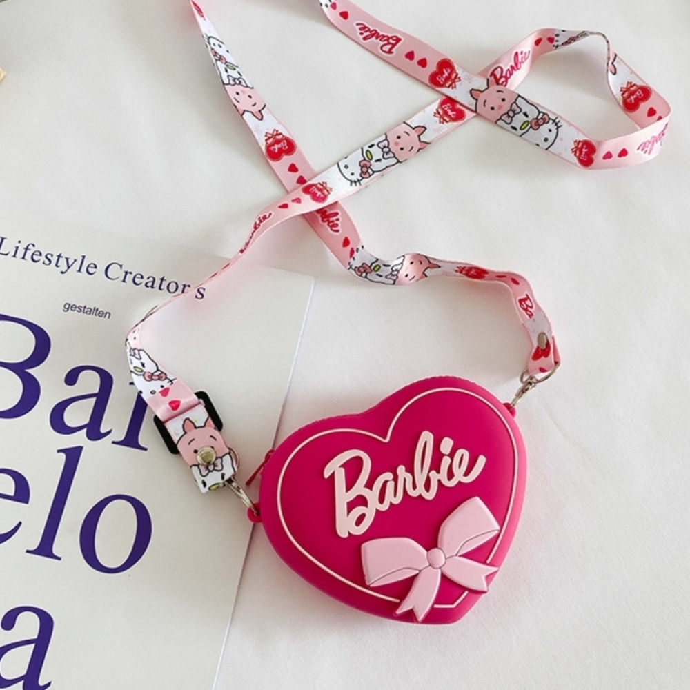 LAST ONE~Barbie Small Crossbody Bag For Kids & Adults Small Bag Pink Barbie Logo - Picture 3 of 4